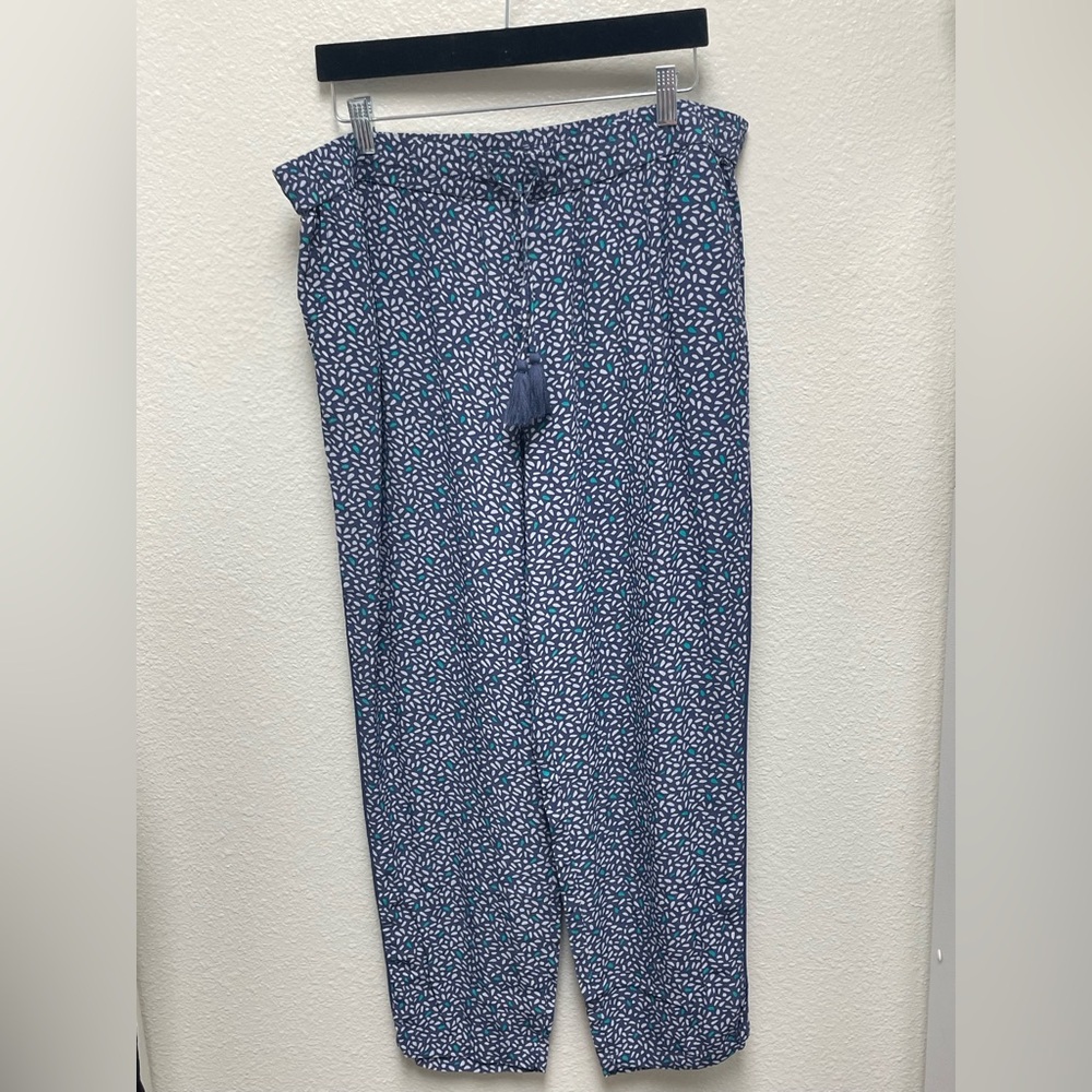WoolOvers Blue Pattern Large Pocketed Lounge Pants Drawstring Waist